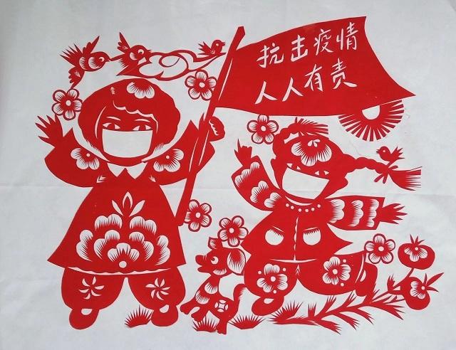 新型冠状病毒感染的肺炎疫情爆发以来,不少庆阳剪纸艺术家在第一时间