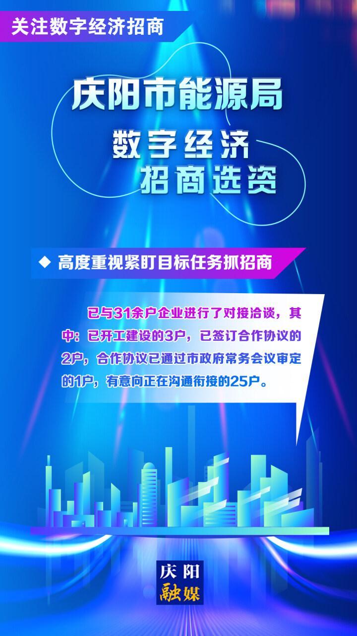 【海报】关注数字经济招商︱庆阳市能源局：竭力协调服务数字经济招商引资项目落地建设