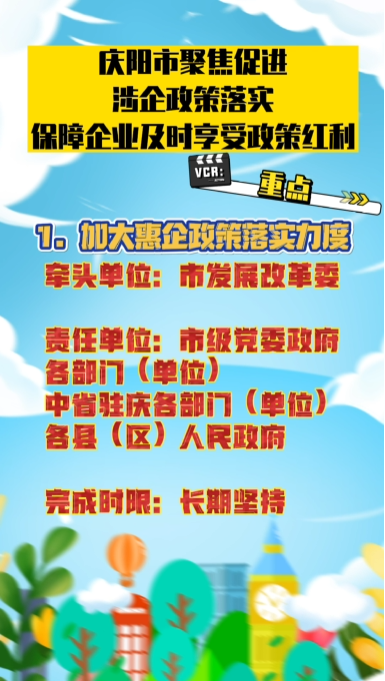 【优化营商环境 推动高质量发展】陇东报视频海报丨庆阳市聚焦促进涉企政策落实 保障企业及时享受政策红利