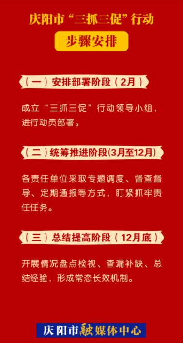 【三抓三促进行时】微海报 |庆阳市“三抓三促”行动步骤安排 