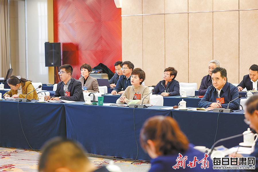 【图片新闻】十四届全国人大二次会议甘肃代表团在驻地举行小组会议，继续审查计划报告和草案、预算报告和草案