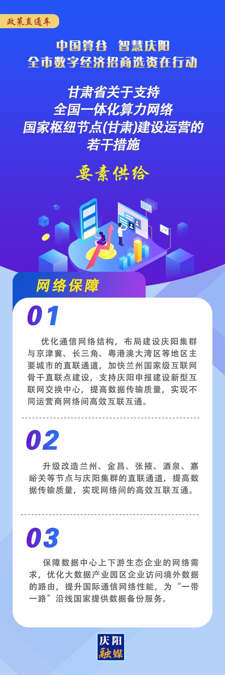 甘肃省关于支持全国一体化算力网络国家枢纽节点(甘肃)建设运营的若干措施︱要素供给——网络保障
