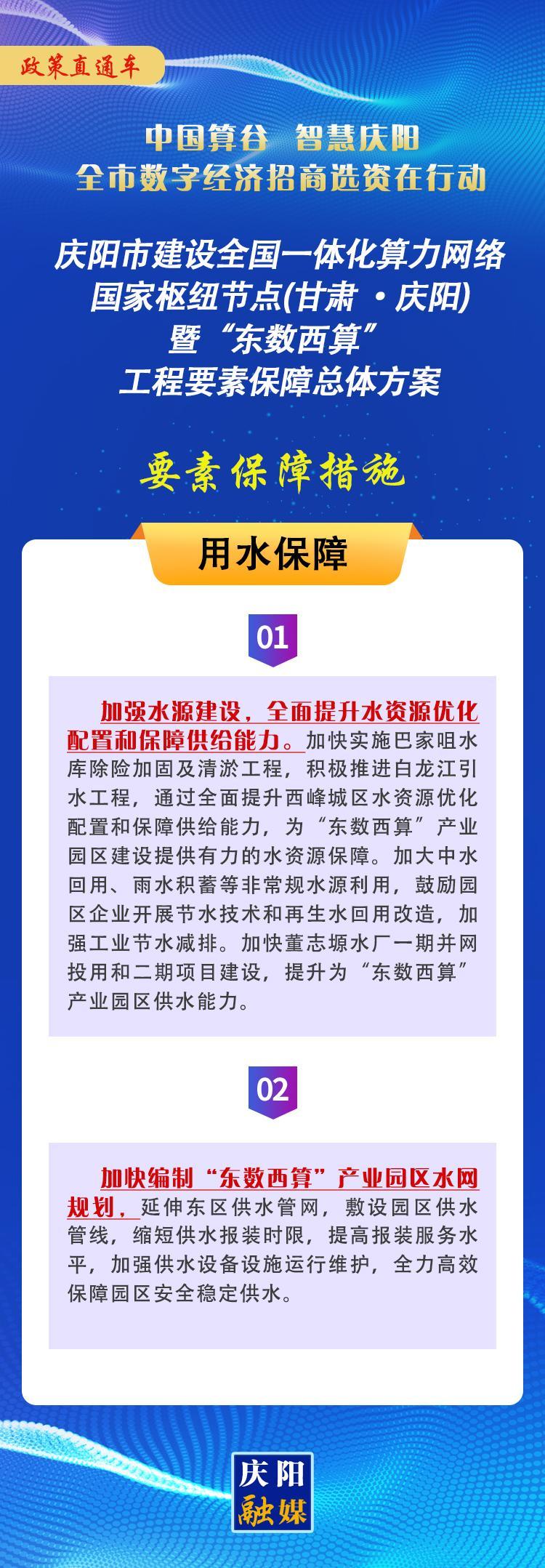 庆阳市建设全国一体化算力网络国家枢纽节点(甘肃 ·庆阳)暨“东数西算”工程要素保障总体方案︱要素保障措施——用水保障
