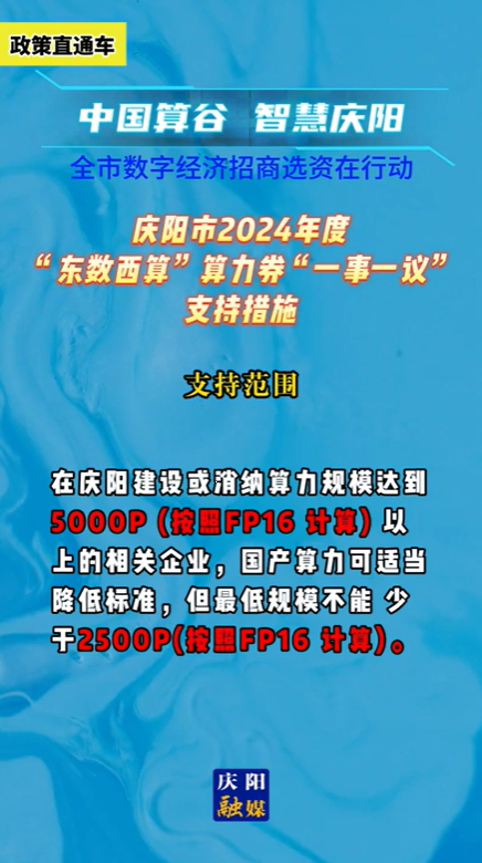 【V视】庆阳市2024年度“东数西算”算力券“一事一议”支持措施——支持范围