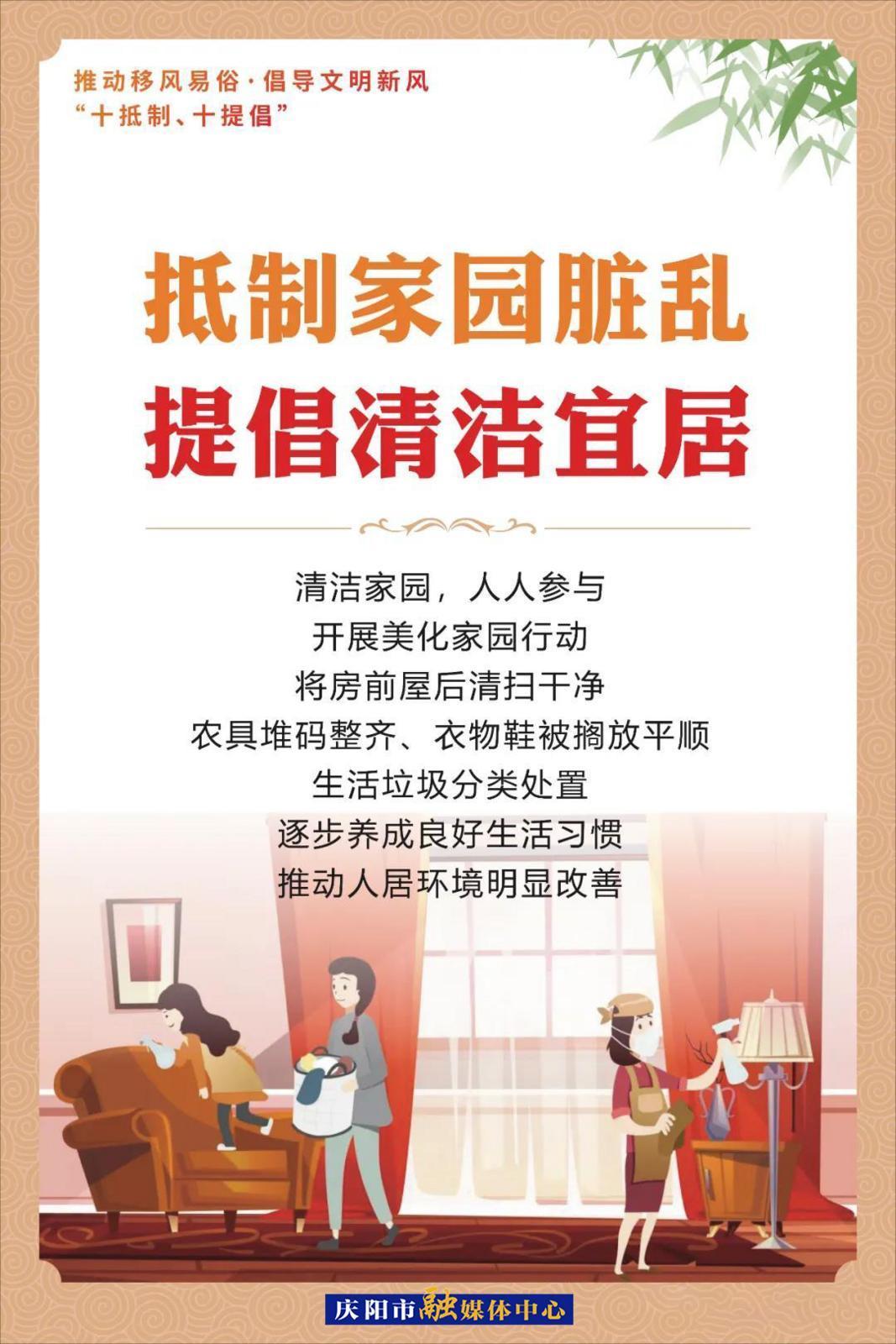 移风易俗系列海报⑴ | 抵制家园脏乱 提倡清洁宜居
