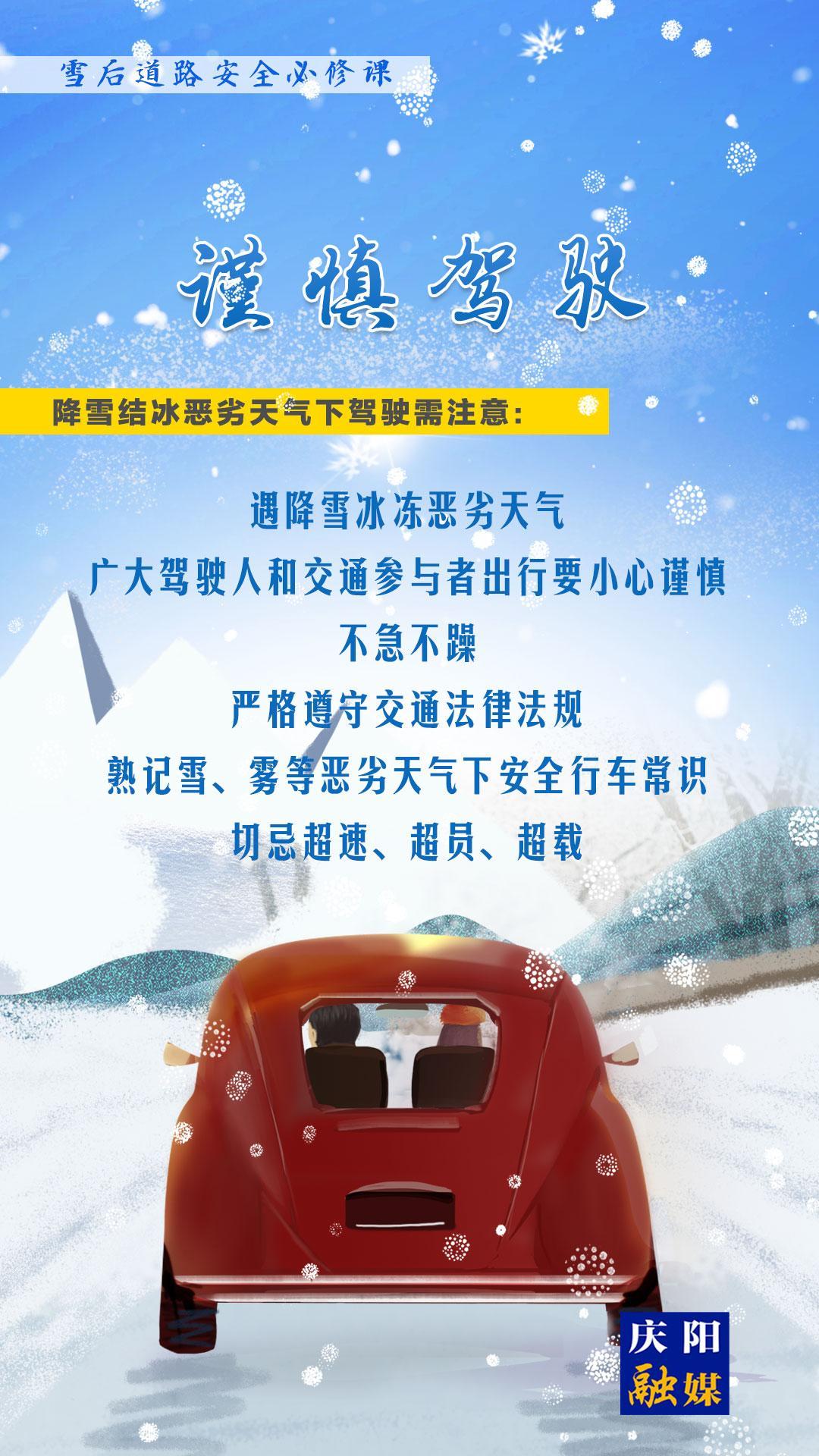 【微海报】雪后道路安全必修课②丨谨慎驾驶