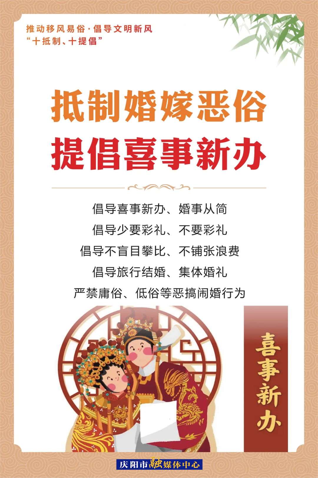移风易俗系列海报⑶ | 抵制婚嫁恶俗 提倡喜事新办