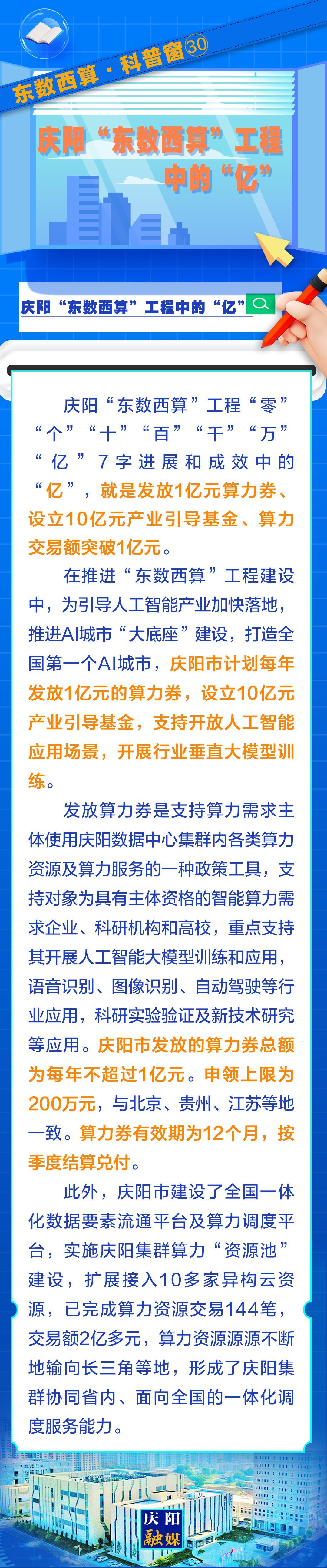 东数西算·科普窗(30)｜庆阳“东数西算”工程中的“亿”
