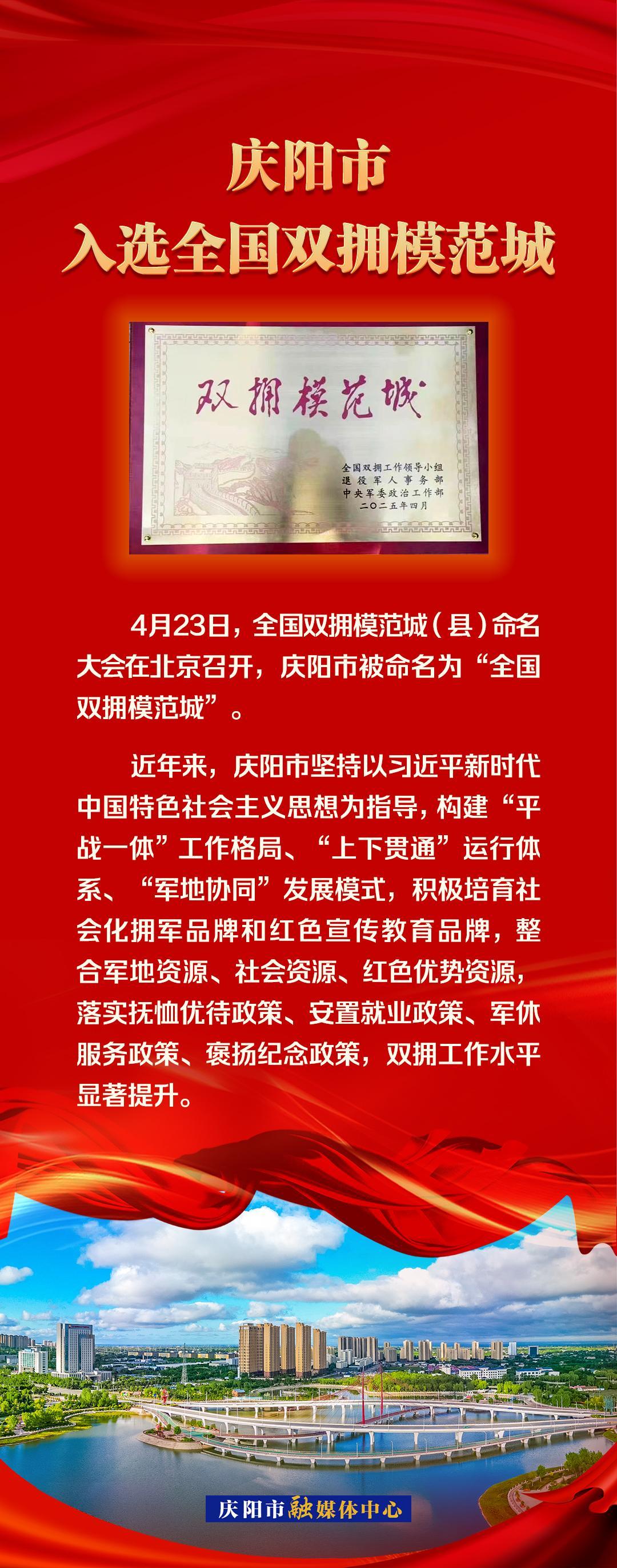 【微海报】庆阳市入选全国双拥模范城