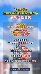 今年上半年，庆阳市国有土地使用权交易市场呈现活跃态势