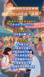 庆阳市中医药文化夜市将于7月15日正式“出摊”